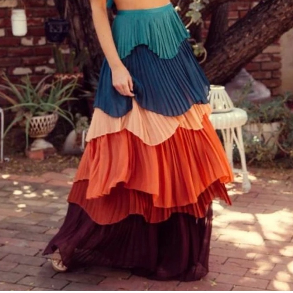 Colorful Tiered Maxi Skirt